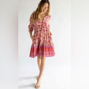 NATURAL LIFE Vibrant Pink Floral Midi Dress